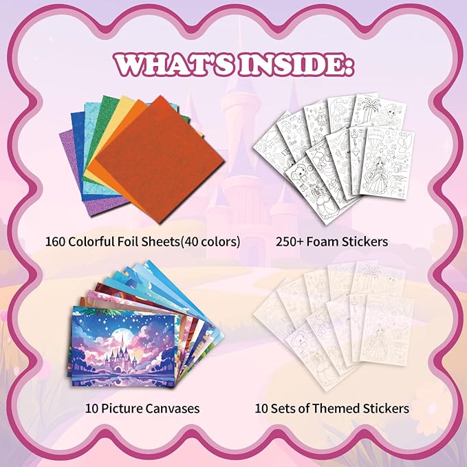 MyPixie Foil Art & Fun - No Mess Unicorns Foil Crafts for Kids, DIY Creative Activity, Craft Kits & Supplies, Birthday Gifts, Arts & Crafts, Toys, Gifts for Ages 4, 5, 6, 7, 8, 9, 10