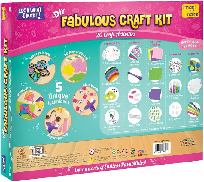 Imagimake Fabulous Craft Kit | 20 Art and Craft Activities - Creative Toy & DIY Set | Creative Toy & DIY Set | Arts and Crafts for Kids | Activity Craft Kits 6-8 | Gifts for 5 6 7 8 9 10 11 12 Years