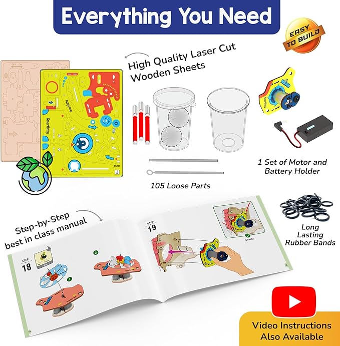 Smartivity 10-in-1 Motor-Powered STEM Kit | Build 10+ Exciting Electronics Projects | Christmas, Birthday Gift for Smart Kids | DIY Science Kit/Toy for Ages 6,7,8,9,10,11,12 Years Old Boys & Girls