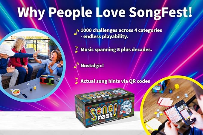 SongFest! The New Music Trivia Game | 1000 Questions, 4 Categories and 5+ Decades | QR Song Hints Play The Music You Remember