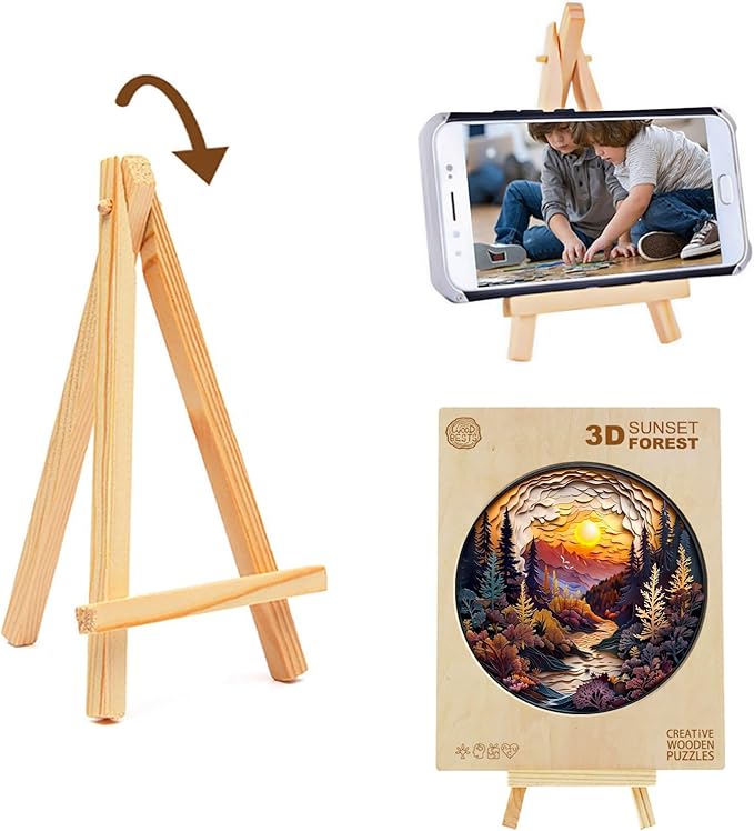 Wooden Puzzle for Adults-3D Sunset Forest Wooden Puzzle Unique Shape Advanced Animal Jigsaw Puzzle for Adults and Kids,Best Gift,Wood Puzzles,Challenge Wooden Jigsaw Puzzle (M-11.4 * 11.4in-200pcs)
