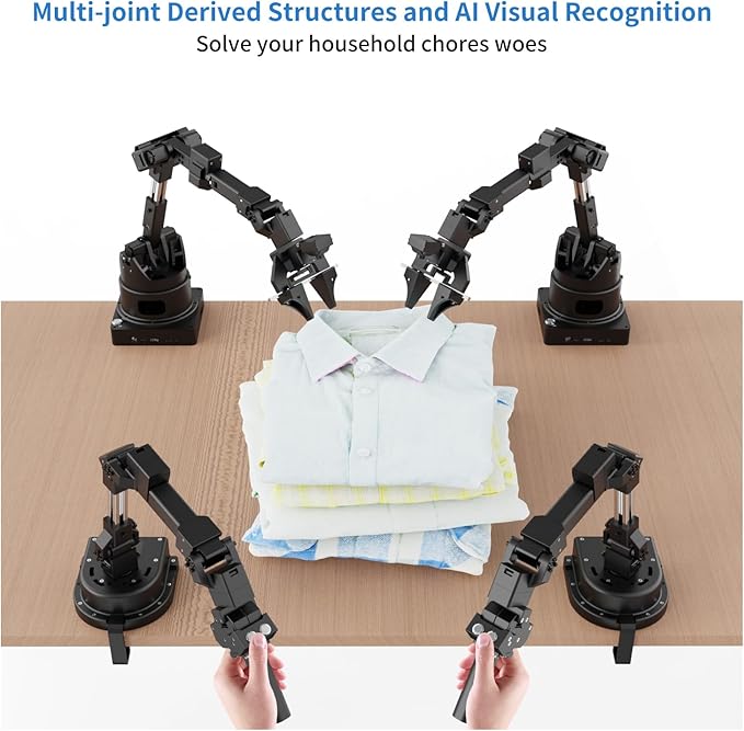 AI Robotic Arm Kit with Servo, Collaborative Embodied Intelligent Arm, Compatible with Hugging Face/LeRobot/Aloha Kit, AI Visual Recognition, Movelt, Imitation Learning, ROS Education with Gripper