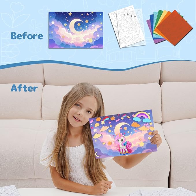 MyPixie Foil Art & Fun - No Mess Unicorns Foil Crafts for Kids, DIY Creative Activity, Craft Kits & Supplies, Birthday Gifts, Arts & Crafts, Toys, Gifts for Ages 4, 5, 6, 7, 8, 9, 10