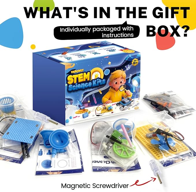 6-in-1 STEM Science Kits for Kids Age 8-12, Home Lab Adventure Kit: Tank & Car Building, Centrifuge Model, Saltwater Generator, Magdeburg Hemisphere | Educational Gifts for Teen Boys