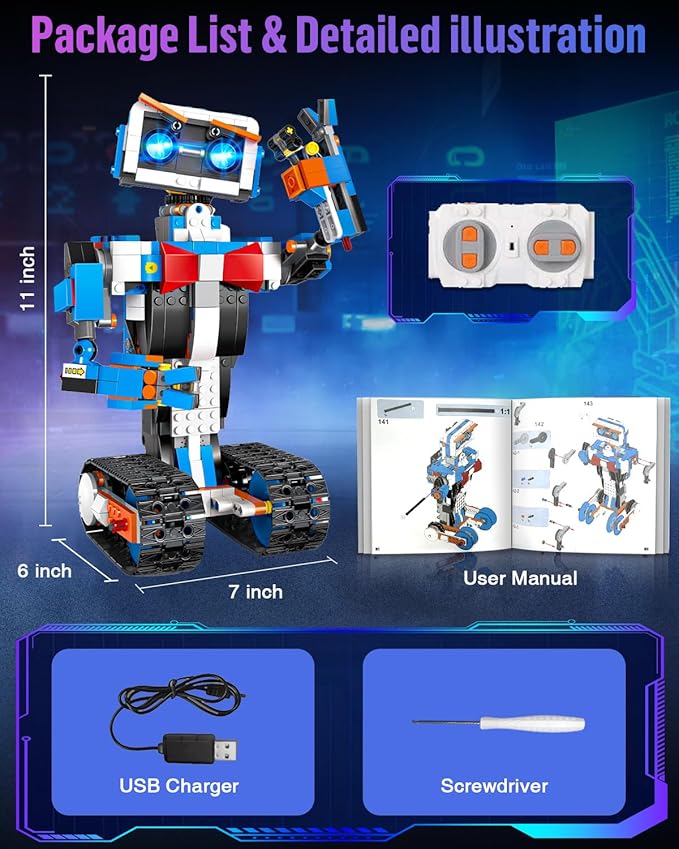 okk STEM Robot Toys for Kids 8-12, APP & Remote Control Robot Building Kit, DIY Engineering Educational Coding Robotics kit, Programmable Robot Building Toys for Boys Girls
