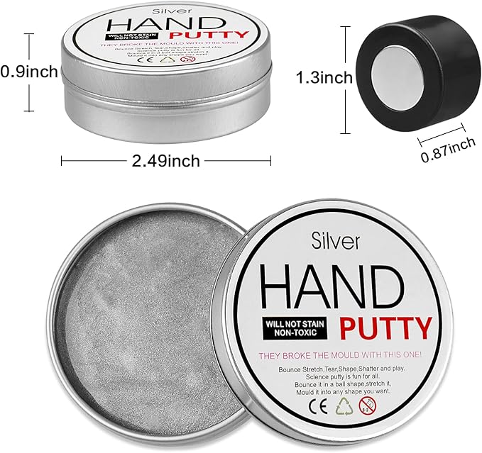 Magnetic Slime Putty, Magnetic Space Putty Slime with Upgraded Magnet Toys for Kids Adults, Fidget Toy Stress Reliever Puddy for Christmas Stocking Stuffers Birthday Gifts(2 Pack,Black&Silver)