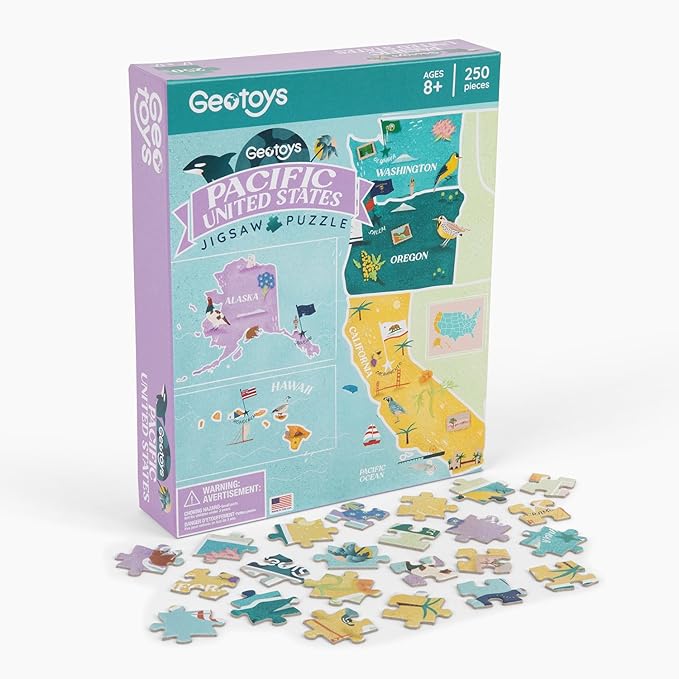 Geotoys Pacific Region Jigsaw Puzzle - 250 Piece Puzzles for 8 Year Olds - Jigsaw Puzzles for Kids Ages 8-12 Years Old - Kids Puzzle Games with Colorful Landmarks