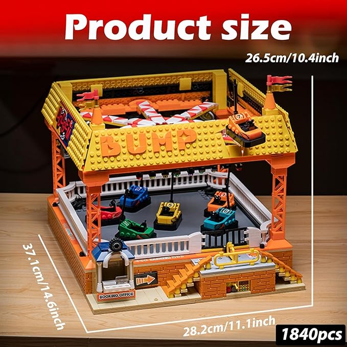 Sosuy Bumper-Cars Building Set, Toys for Boys Electric Control Race Car, City Amusement Park Construction, Birthday for Adult Teen Girl Kid Age 8+, Architecture Theme Display 1840pcs