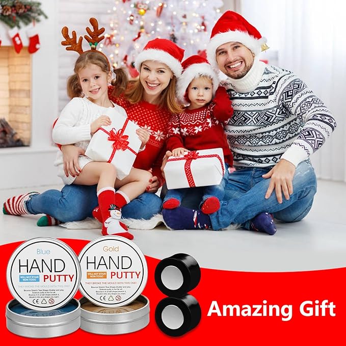 Magnetic Slime Putty, Magnetic Space Putty Slime with Upgraded Magnet Toys for Kids, Fidget Toy Stress Reliever Puddy for Christmas Birthday Gifts Stocking Stuffers(Blue&Gold,2 Pack)