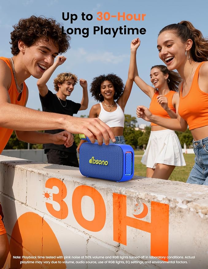 Bluetooth Speaker White Elephant Gifts: Christmas Stocking Stuffers for Men Adults Teens, 30H Playtime, Portable Wireless Speakers, Powerful Bass, Lightshow, Birthday Beach Vacation Essentials, Blue