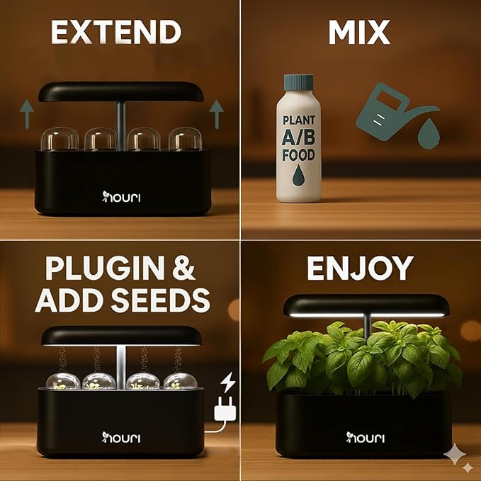 Nouri 12 pod APP Smart Garden for Home Cooks | w/Heirloom Salad | Hydroponics Growing System | LED Grow Lights | Indoor Herb Garden Kit | Herb Growing Kit Indoors for Plant Lovers, Gardeners, Kitchen