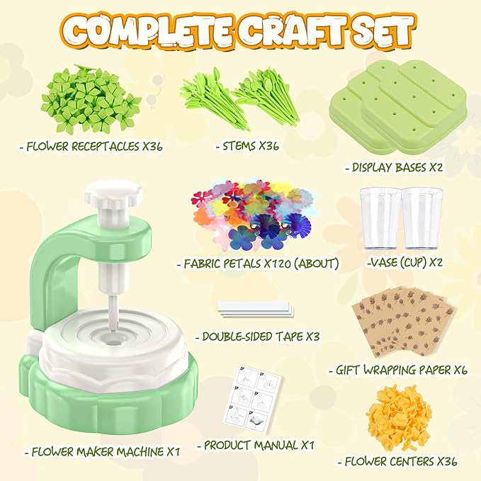 Art Flower Bouquet Craft Kit, DIY Arts & Crafts Flower Toy for Kids, Build Your Own Bouquet, Creative Educational Gift for Toddlers Kids, Christmas Birthday Gift for 4 5 6 7 8+ Year Old Girls and Boys