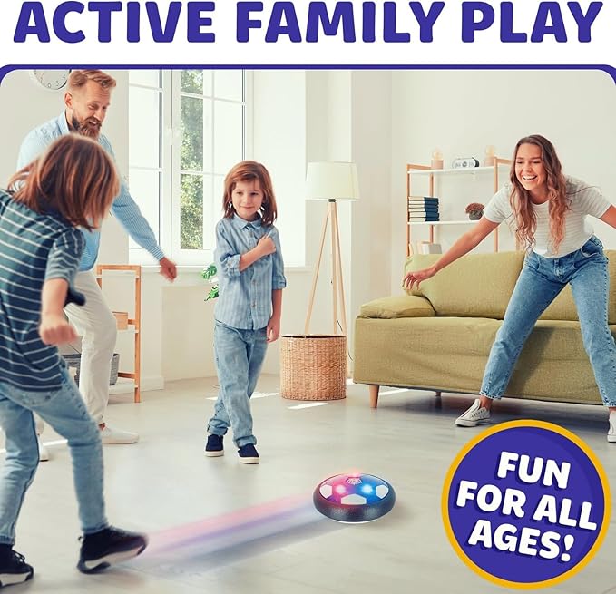 Hover Soccer Ball - Indoor Soccer Ball, Indoor Flying Toy Games (2 Floating Disk + 2 Goals) Boy Birthday Gifts, Indoor Silent Game | 4 in 1 Pack