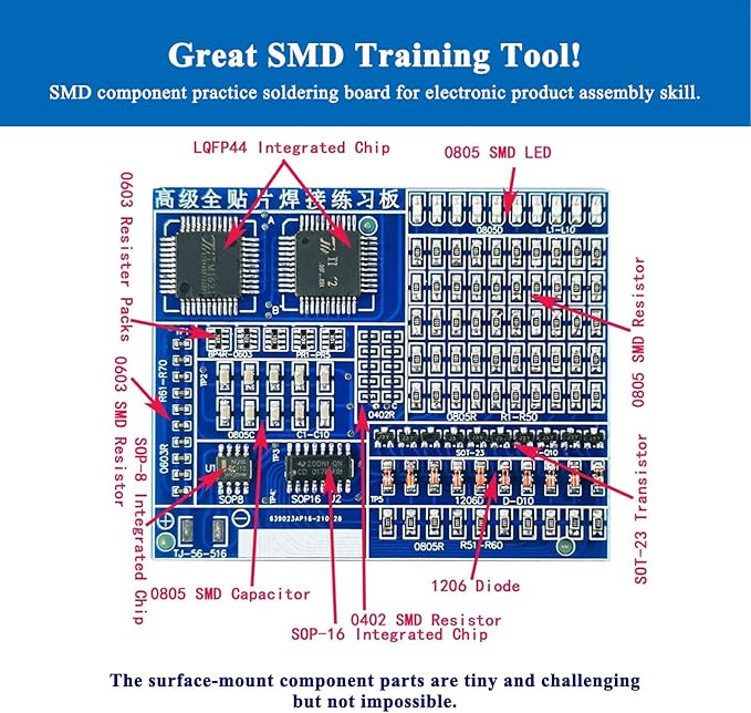 ISolderStore SMD/SMT Components Practice Board - Electronic Project Kits DIY Soldering Skill Training Board - Led Transistor Soldering Kit