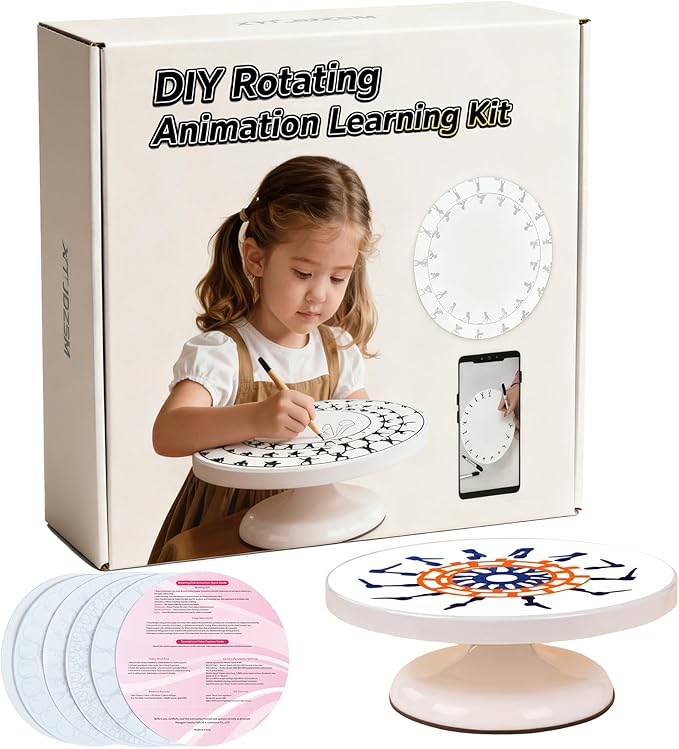 XYTJDZSM DIY Educational Art Drawing Kit & STEM Rotating Animation Learning Kit with Reusable Whiteboard | Motion Principles & Smartphone Filming | Educational Toy for Students,Teens & Adults