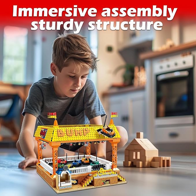 Sosuy Bumper-Cars Building Set, Toys for Boys Electric Control Race Car, City Amusement Park Construction, Birthday for Adult Teen Girl Kid Age 8+, Architecture Theme Display 1840pcs