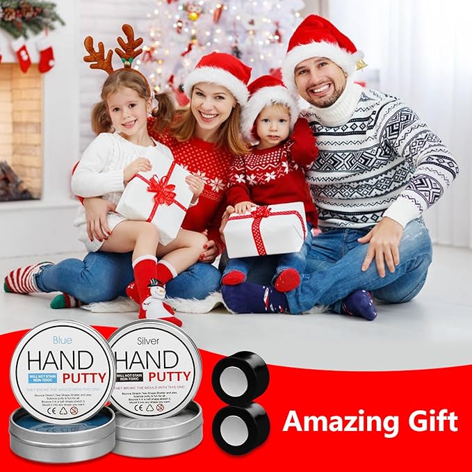 Magnetic Slime Putty, Magnetic Space Putty Slime with Upgraded Magnet Toys for Kids Adults, Fidget Toy Stress Reliever Puddy for Christmas Birthday Gifts Stocking Stuffers (2 Pack, Blue&Silver)