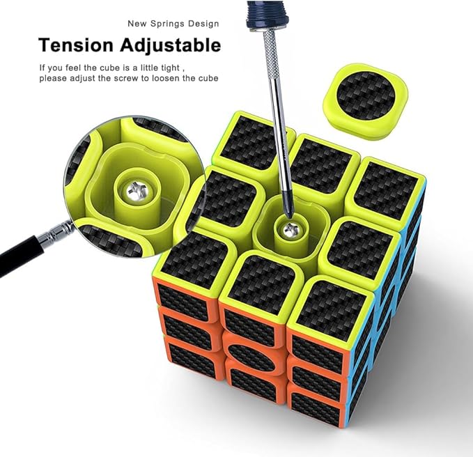 CFMOUR 2 Pack Speed Cube 3x3 Set, Fast Magic Cube for Kids, Smooth Carbon Fiber Cubes, Puzzle Toys