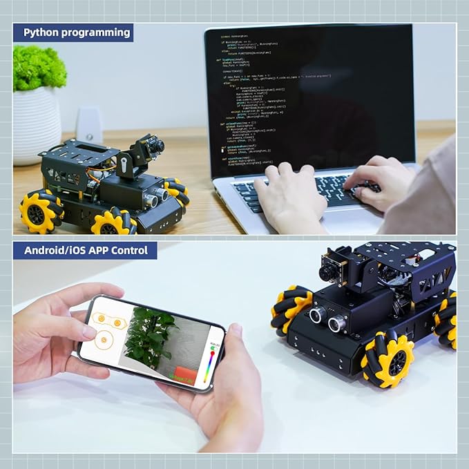 TurboPi Robot Car for Raspberry Pi AI Vision Camera Programmable Smart Robot Car Kit, Color Sorting Line Tracking Target Recognition Obstacle Avoidance, Support Python Linux, with RaspberryPi 5 8GB