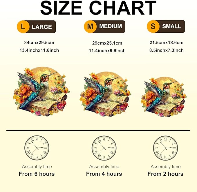 Wooden Puzzles for Adults,Hummingbird On The Book Wooden Jigsaw Puzzles,Unique Shape Advanced Animal Jigsaw Puzzle for Adults.(L-13.4x11.6In 230pcs)