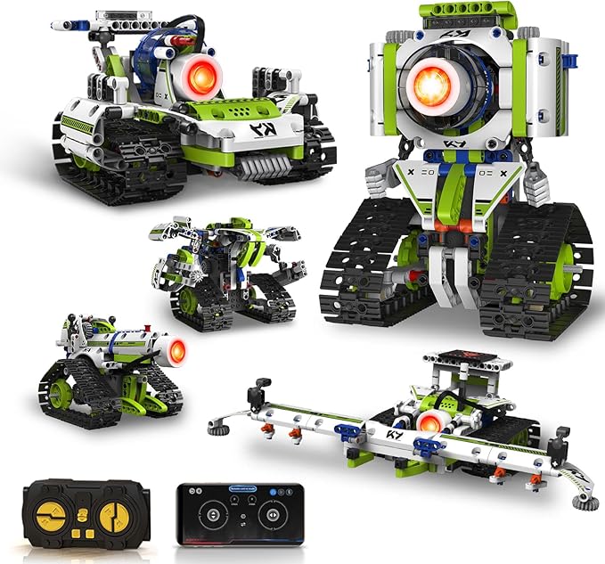 Robot Building Toys with Remote Control, STEM Christmas Birthday Gifts for Kids Boys Ages 8-13, 5 in 1 Science Kit Robotic Models with 337 Pieces