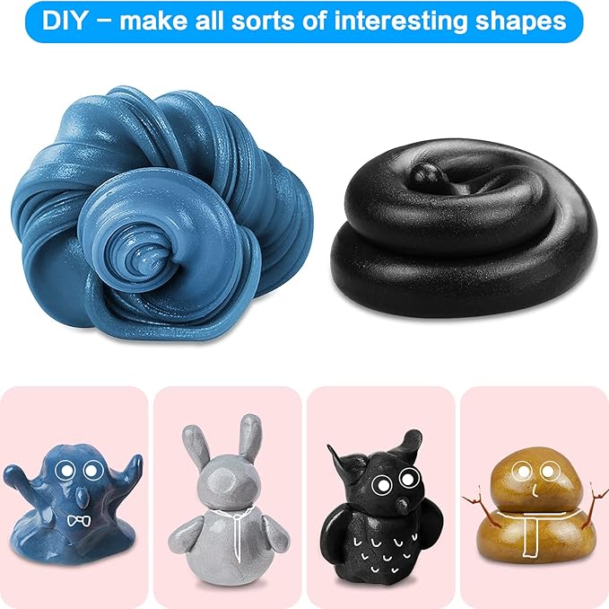 Magnetic Slime Putty, Magnetic Space Putty Slime with Upgraded Magnet Toys for Kids Adults, Fidget Toy Stress Reliever Puddy for Christmas Birthday Gifts Stocking Stuffers (2 Pack, Blue&Black)