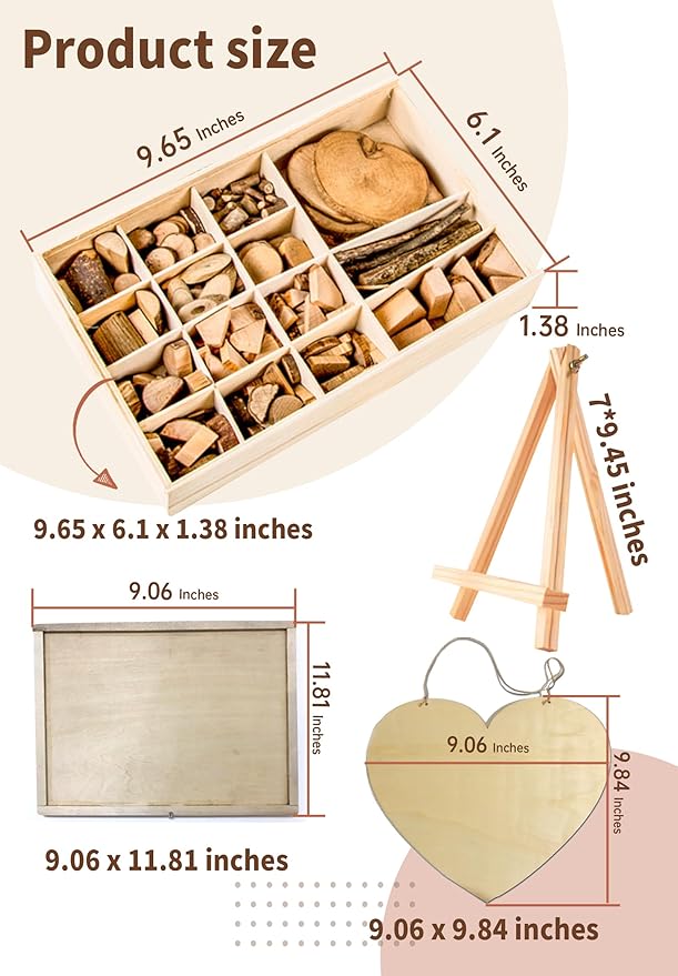EVDBOBO DIY Wood Chip Craft Kit -Elevate Loose Parts Play Interaction-Enhance Kid Creativity with Natural Wood Slices