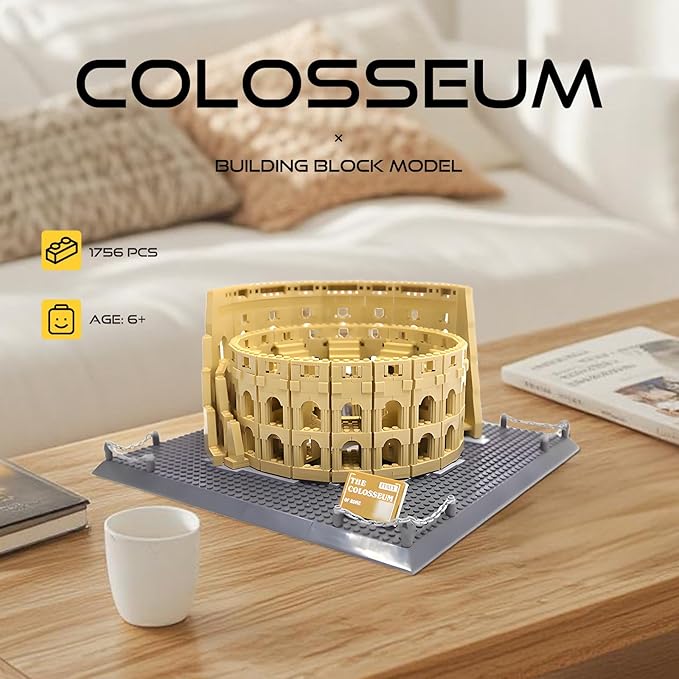 Architecture Roman Colosseum Building Blocks Sets Roman Coliseum Model Building Kits Famous Landmark Toys Gift for Adults Kids Teens 1756 PCS