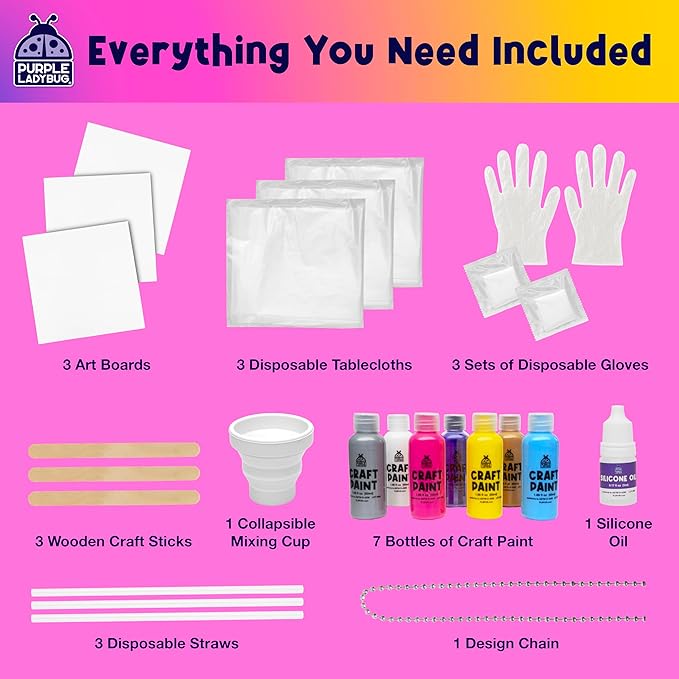Paint Pouring Art Kit - Art and Crafts for Kids Ages 8-12, Gifts for 6 7 8 9 10 11 12 Year Old Boys & Girls Christmas Gift Ideas, Birthday Gifts for Girls, Tween & Teen Girl - DIY Painting Kit
