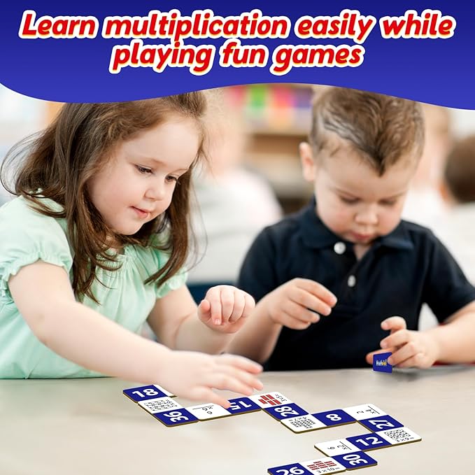 Multiplication Dominoes Set,Math Manipulatives Games for Kids,Counting Toy,Learning Games,Preschool Learning Activities,Homeschool Supplies,Kindergarten Classroom Must Haves,1st 2nd 3rd Grade