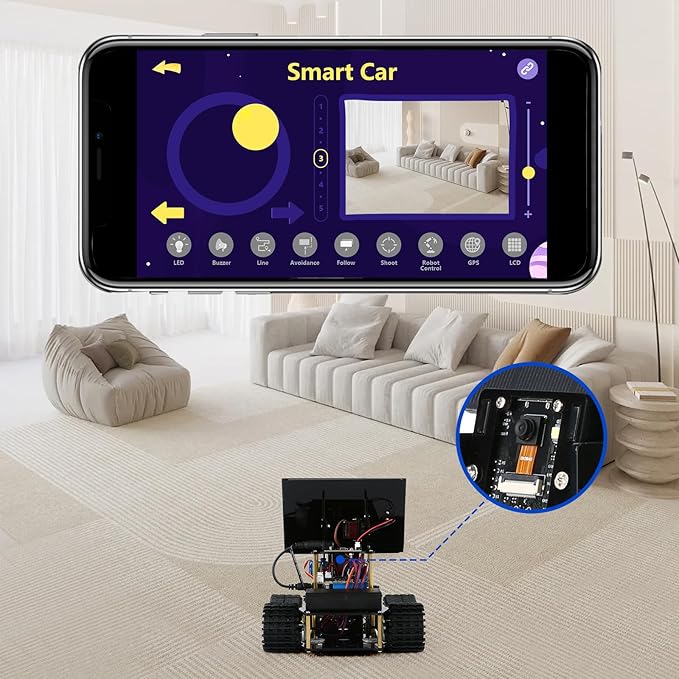 ESP32 Smart Camera Solar Robot Tank Car Kit, STEM Toy Robotics Kit for Kids Age 8-16 Boys Girl, APP & Remote Control 4WD Car with 3MP Camera, Arduino Educational Science Coding Kit Gift for 12+ Teens