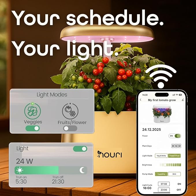 Nouri 5 pod APP Smart Garden for Home Cooks | w/Heirloom Salad | Hydroponics Growing System | LED Grow Lights | Indoor Herb Garden Kit | Herb Growing Kit Indoors for Plant Lovers, Gardeners, Kitchen