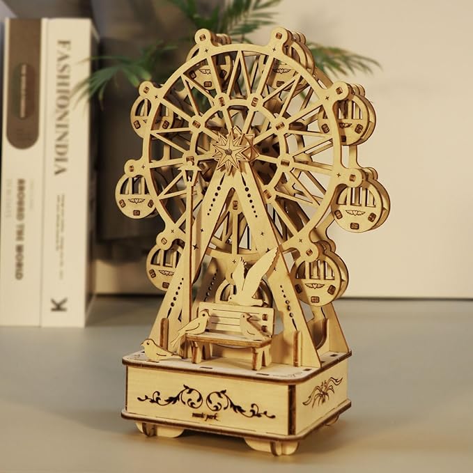 3D Wooden Puzzles Music Box Ferris Wheel DIY Crafts Handmade Model Kits for Women Birthday Gifts
