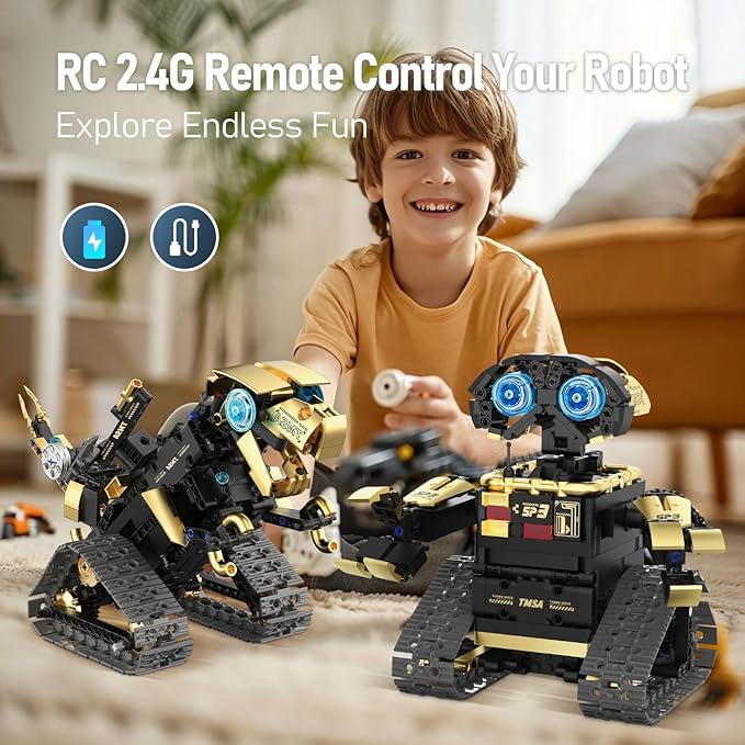 5 in 1 STEM Robot Toy Building Kit, Robot Building Kit with App & Remote Control for Kids Ages 8-14, Coding Robotics Technic Toy Bulldozer Erector for Boys Girls, 695 PCS
