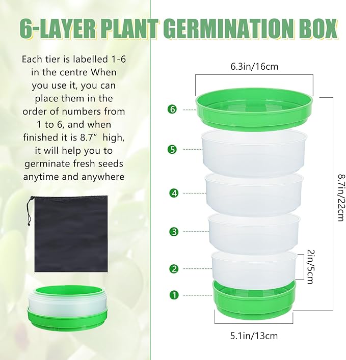 4-Tier Sprouts Growing Tray,Microgreens Growing Kit with Sprout Lid, Blackout Sleeve & Drain Tray,Stackable Sprouts Growing Kit,Soil-Free Seedling Box for Beans Alfalfa Seeds(NO Seeds)