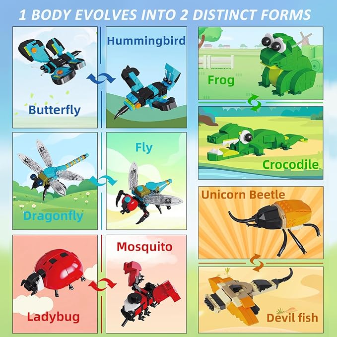 Insects Collection Building Set for Kids, 10 Packs Bug Building Blocks, Animals Insect Bug Toys, Party Favors Ideal Gift for Boys Girls 6 8 10 12+ (946PCS)