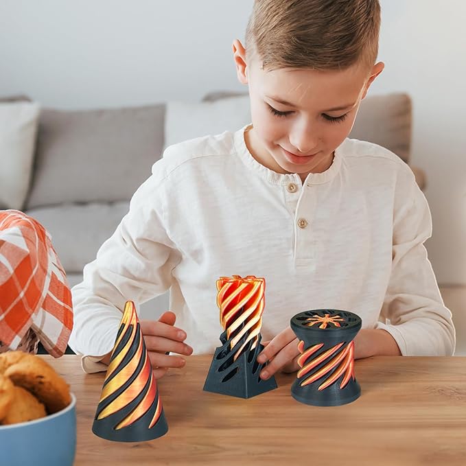 3PCS Impossible Cone,3D Printed Spiral Cone Fidget Toys,Impossible Pyramid Passthrough Sculpture,Stress Relieving Toys for Adults and Kids,Stocking Filler White Elephant Gifts(Black Gold)