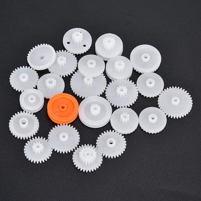 Marhynchus 75pcs Plastic Gear Belt Pulley Shaft Sleeve Set DIY Robot Parts DIY Toy Components DIY Project Kit for Motor Toy