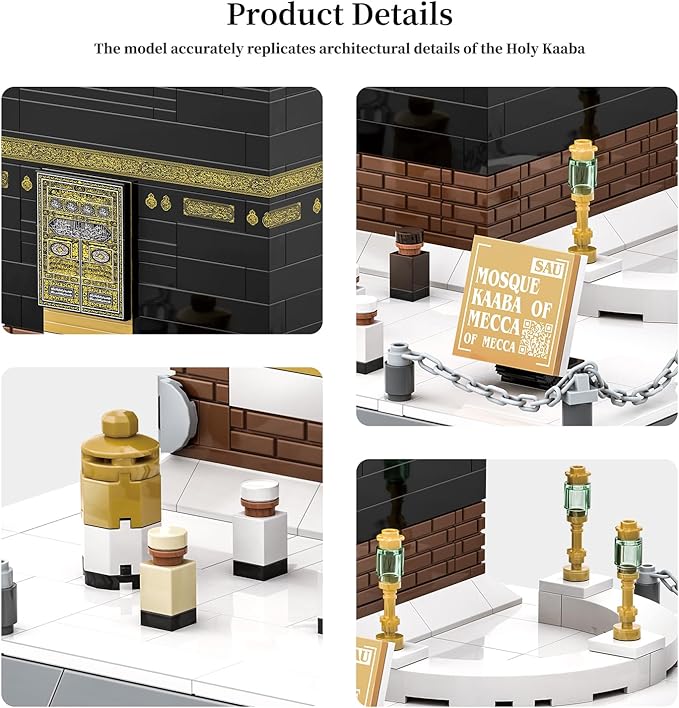 Architecture Kaaba Mecca Building Blocks Sets Islamic Kaaba Mosque Model Building Kits Toys Eid Gift for Muslim Adults Kids Teens 446 PCS