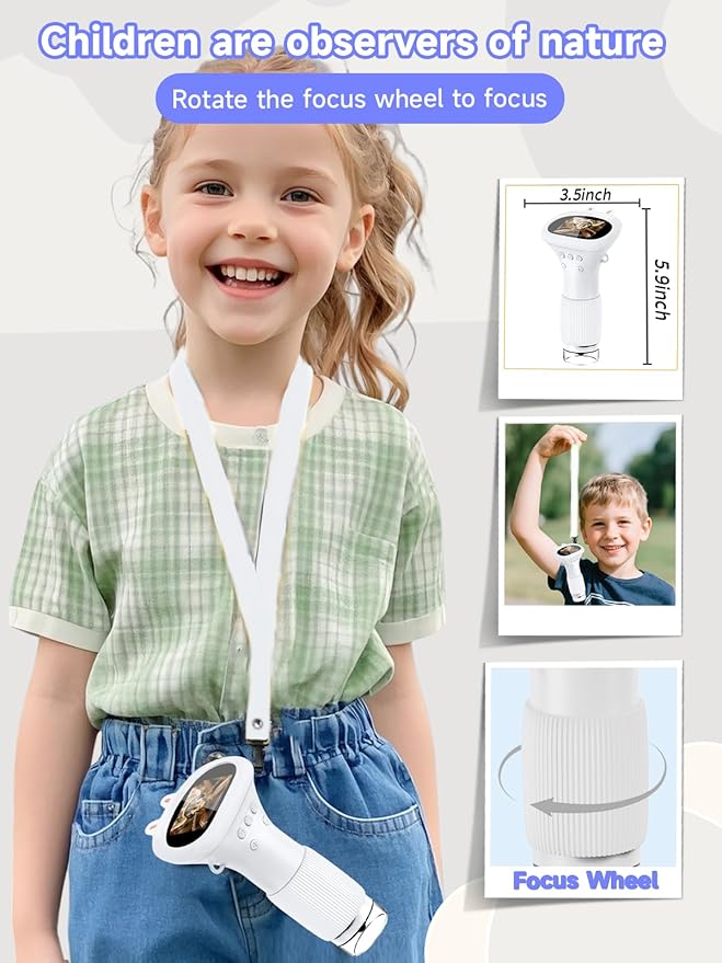Microscope for Kids, 1000X Handheld Digital Miniscope with 2.0" Screen, Portable Pocket Microscope Education Toys Christmas Gifts for Age 3 4 5 6 7 8 9 10 Girls Boys