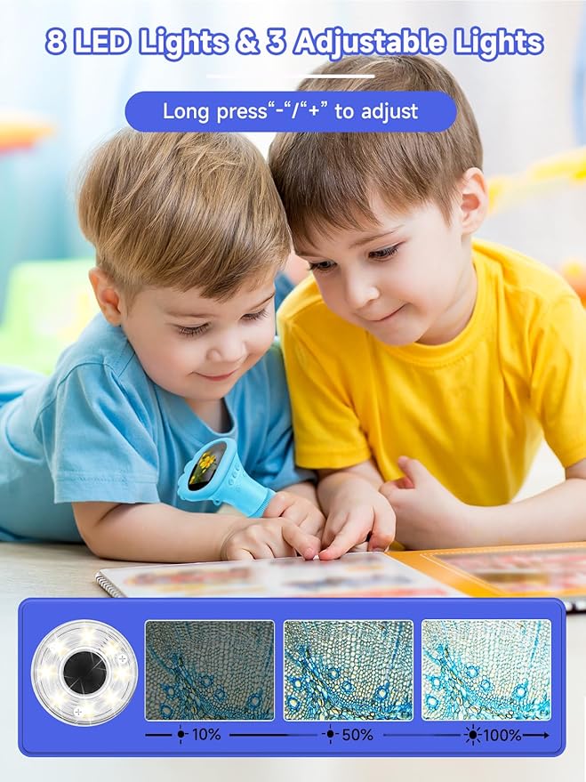 Microscope for Kids, 1000X Handheld Digital Miniscope with 2.0" Screen, Portable Pocket Microscope Education Toys Christmas Gifts for Age 3 4 5 6 7 8 9 10 Girls Boys