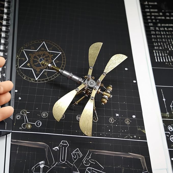 Steampunk Metal Insect Bug Sculpture 3D Creative Mechanical Insect Kit Puzzle Dragonfly Model Engineering Puzzle for Christmas Ornaments(Ujinensis Dragonfly)