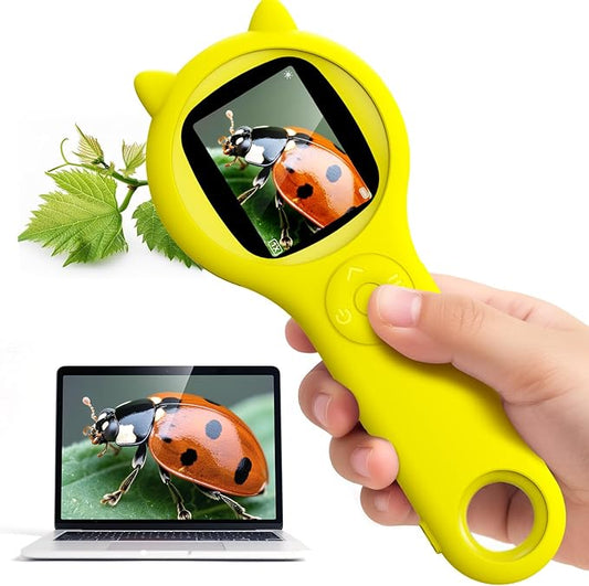 Handheld Microscope for Kids - Educational Science Toys, Christmas & Birthday Gifts for Age 5 6 7 8 9 10 11 12 Girls & Boys (Yellow)