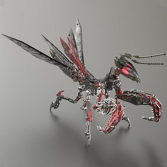 Metalkitor 3D Metal Puzzles for Adults, Giant Mantis Model Kit - Steampunk DIY Ornament - Assembly Jigsaw Crafts Brain Teaser - Perfect Room Decor and Gift Choice(1200+PCS, Black Red) (Black Red)
