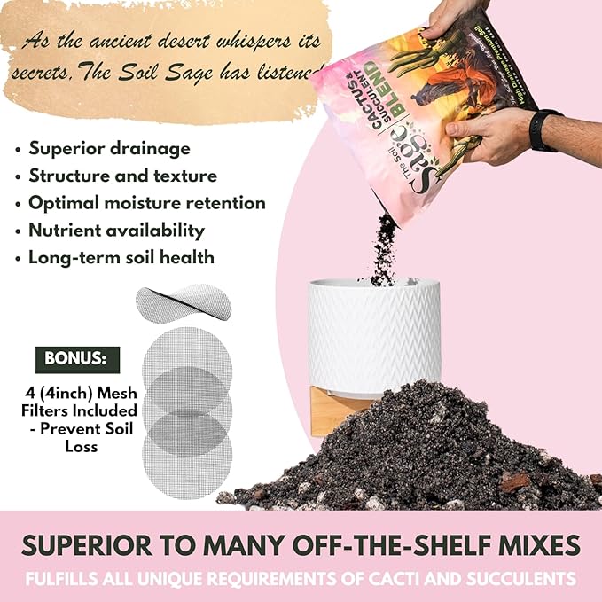 Cactus & Succulent Potting Mix - 5 Dry Quarts Premium Gritty Fast Draining Soilless Potting Mix for Cactus, Succulents, Jade, Aloe Vera - Healthy Roots - Made in USA
