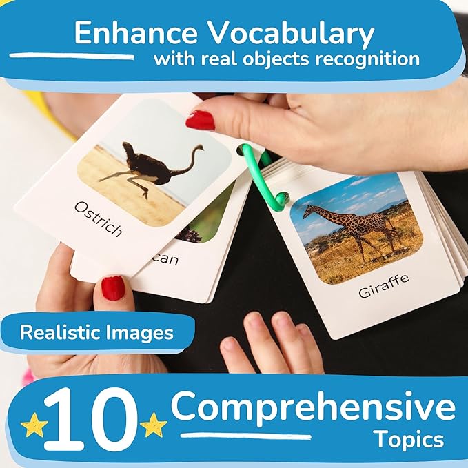 Flash Cards for Toddlers 1–3 with Rings,250 Double-Sided Cards,500 Words–1 Year Old Girl & Boy Gifts – Toddler Flash Cards–Learning & Educational Toys for 1+ Year Old, Montessori Toys for 2 Year Olds