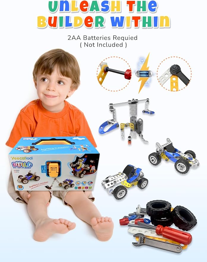 STEM Toys for 5 6 7 8+ Year Old Boy,10 in 1 Electric Building Toys for Kids Ages 4-8 5-7 6-8, Educational Racing Construction Science Kit for Boys 4-6 8-10, Creative Games Fun Birthday