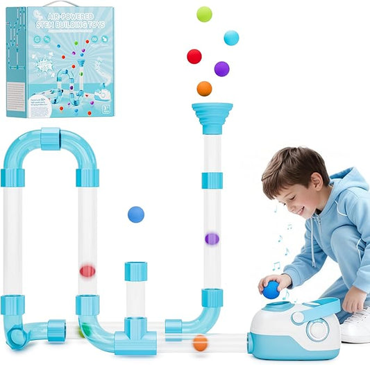 Air-Powered STEM Building Toys - Rechargeable & Play While Charging STEM Toys for 3+ Year Old, Birthday & Christmas Gifts for Kids