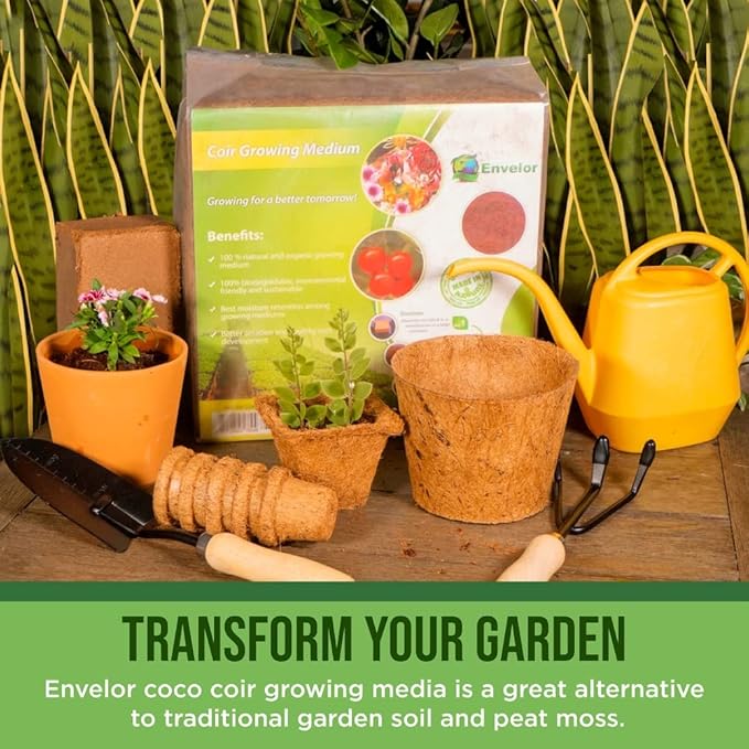 Coco Coir for Plants 3-Pack – 2.4 Gallons Compressed Coconut Coir Bricks, 10 lb. Organic, Low EC, pH Balanced Coco Peat for Indoor & Outdoor Gardening, Potting Soil, Indoor Plant Soil