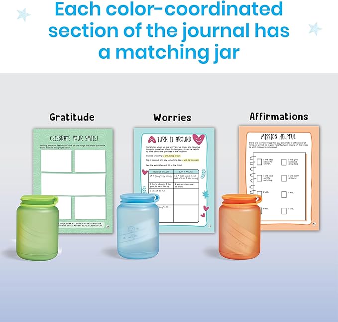 hand2mind Filling My Jars Interactive Journal, Kids Gratitude Growth Mindset Activities, Positive Affirmations for Kids, Mindfulness Social Emotional Learning, Calm Down Corner (95426)